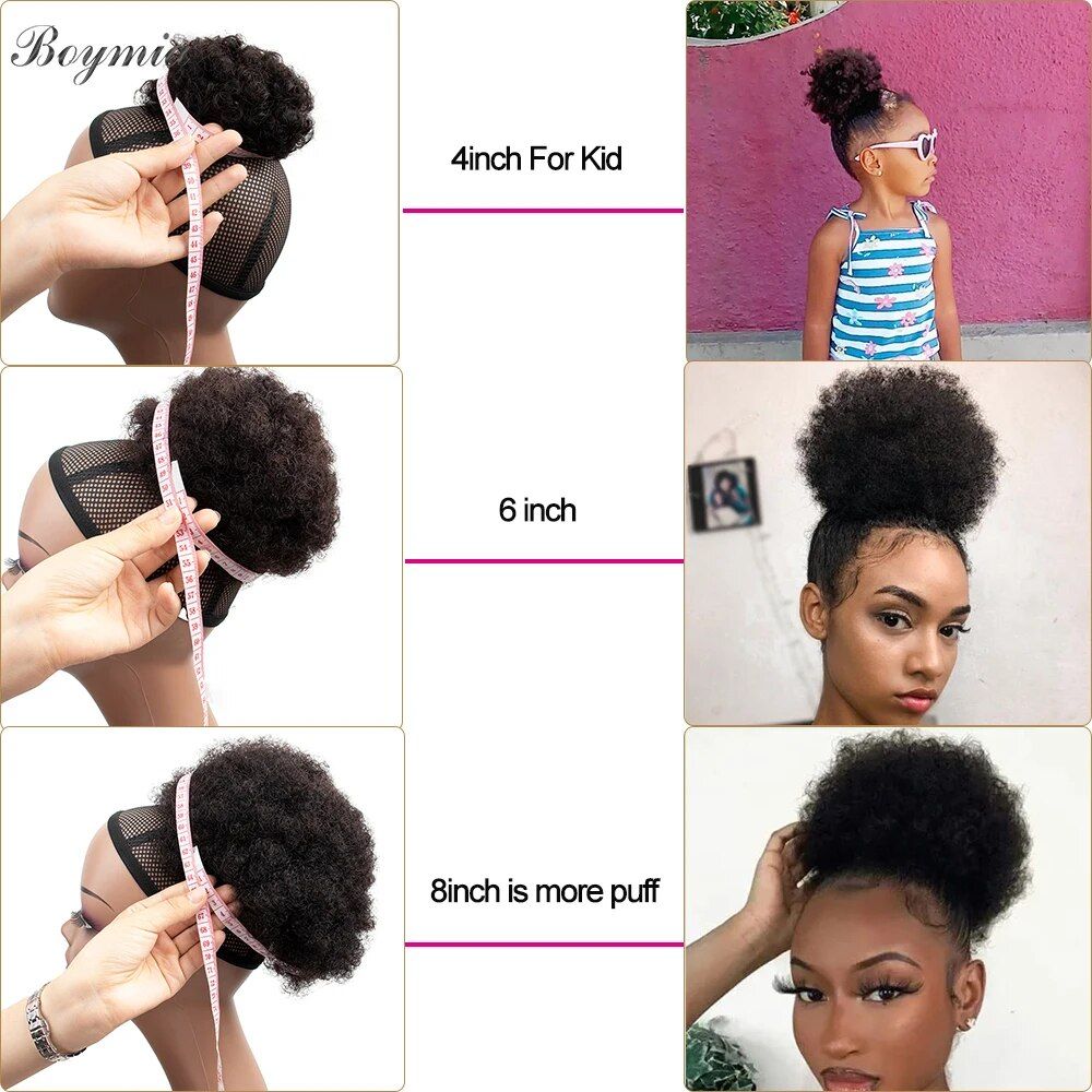 100% Brazilian Remy Human Hair Afro Kinky Curly Drawstring Ponytail
