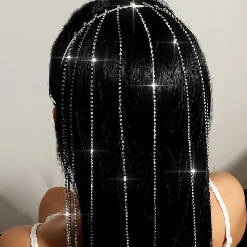 Glittering Long Tassel Rhinestone Hairband