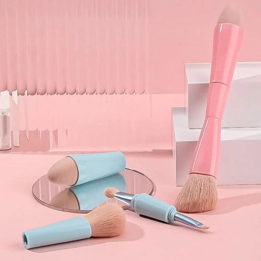 4-in-1 Multifunctional Detachable Makeup Brush Set - Portable Beauty Tools
