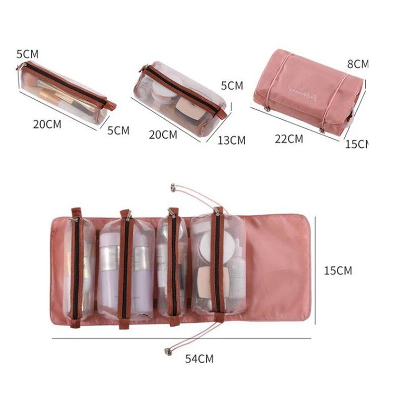 4-Piece Detachable Travel Makeup Bag Set