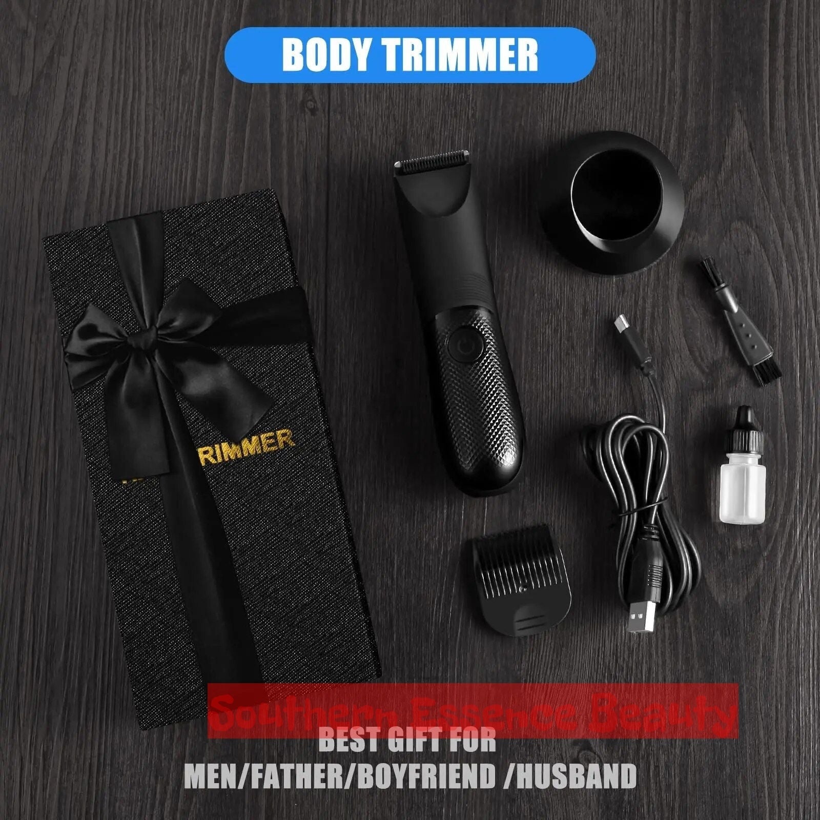 Electric Groin & Body Hair Trimmer - Rechargeable, Ceramic Blade, Waterproof Groomer
