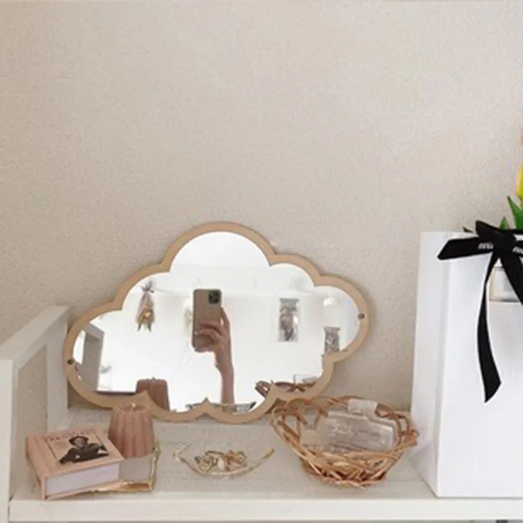 Cloud-shaped Mirror Wooden Frame Acrylic Makeup Mirror