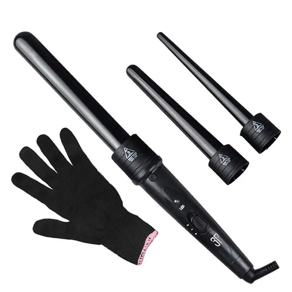 3-in-1 Professional Hair Curling Wand with LED Display & Interchangeable Barrels