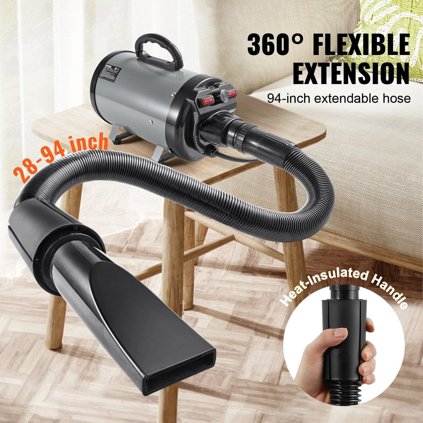 High-Efficiency 2000W Pet Hair Dryer with Adjustable Speed & Temperature Control