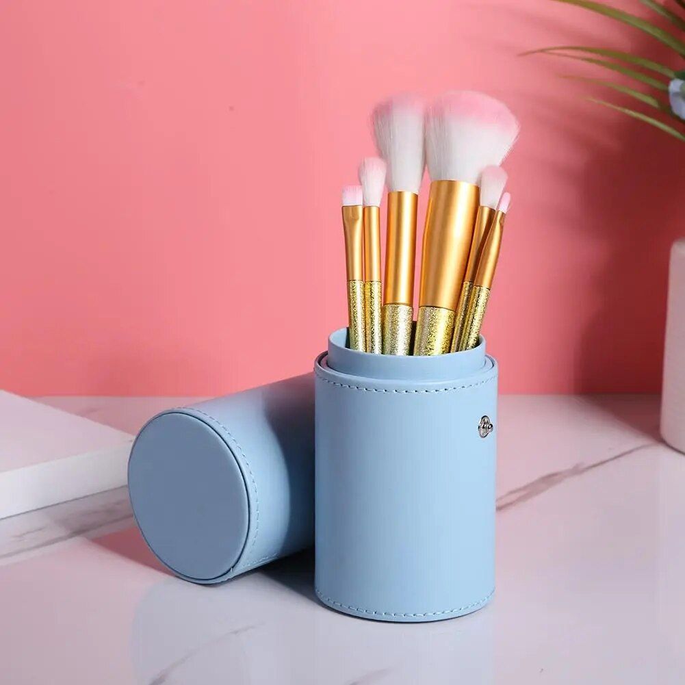 Elegant PU Leather Makeup Brush Holder - Perfect for Travel and Home Organization